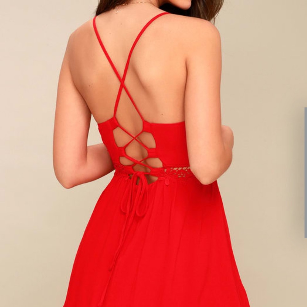 Red Lace Up LuLus Dress
